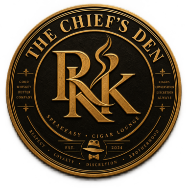 The seal of Chief's Den — speakeasy and cigar lounge, established 2024